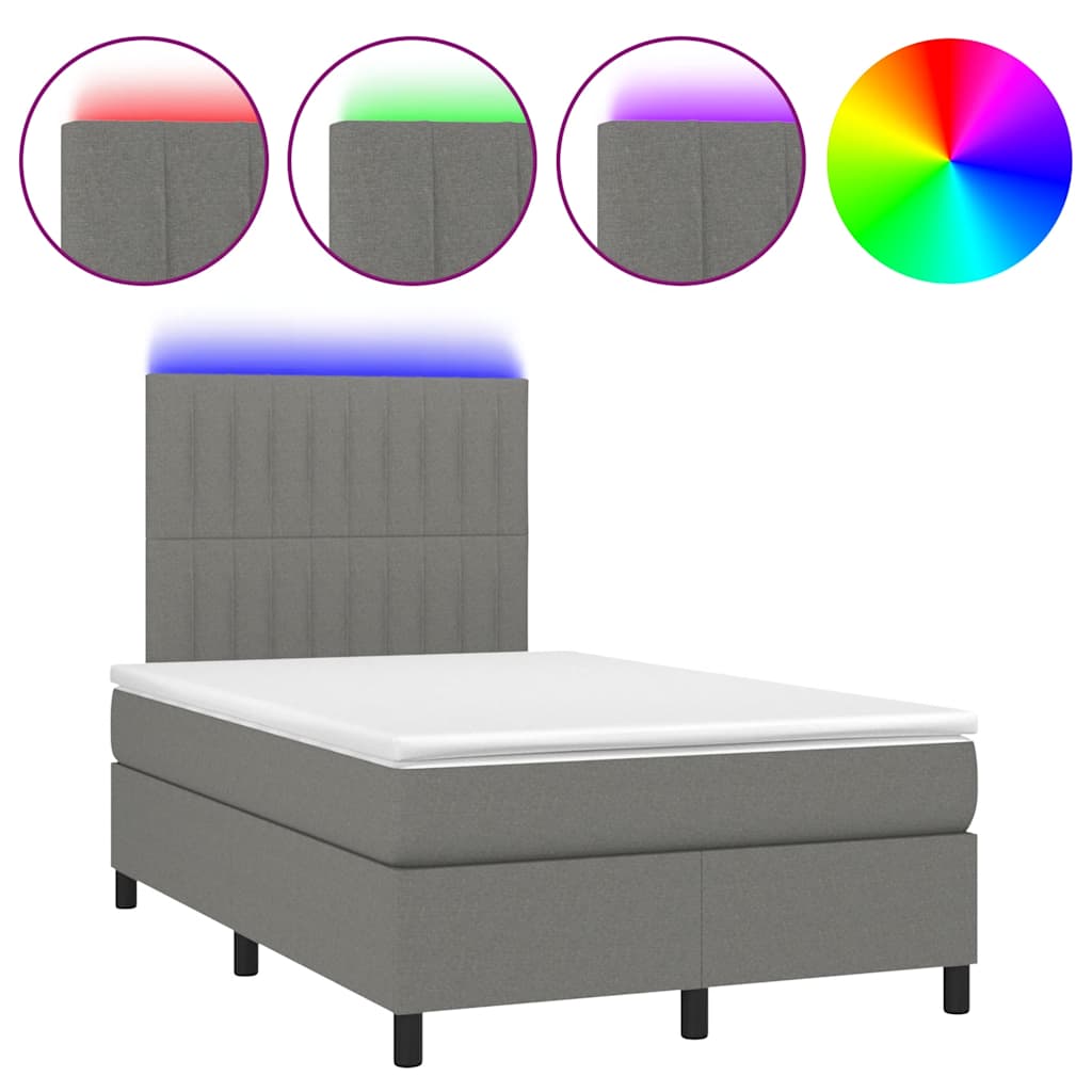 Sommier à lattes de lit matelas LED gris foncé 120x190 cm tissu - XIOS