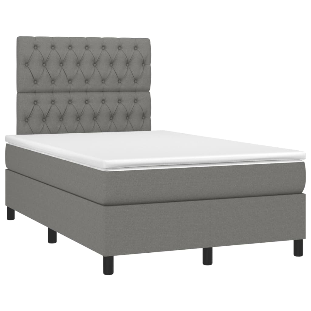 Sommier à lattes de lit matelas LED gris foncé 120x190 cm tissu - XIOS