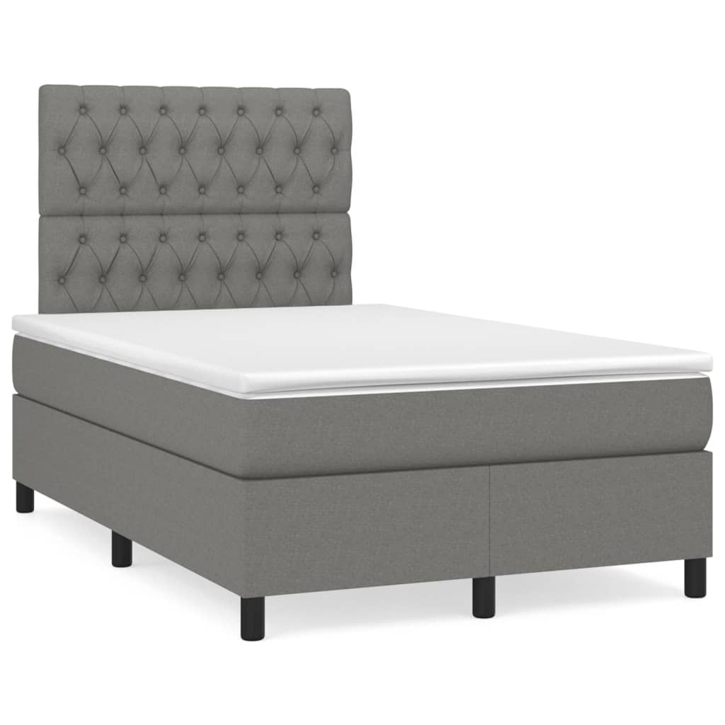 Sommier à lattes de lit matelas LED gris foncé 120x190 cm tissu - XIOS