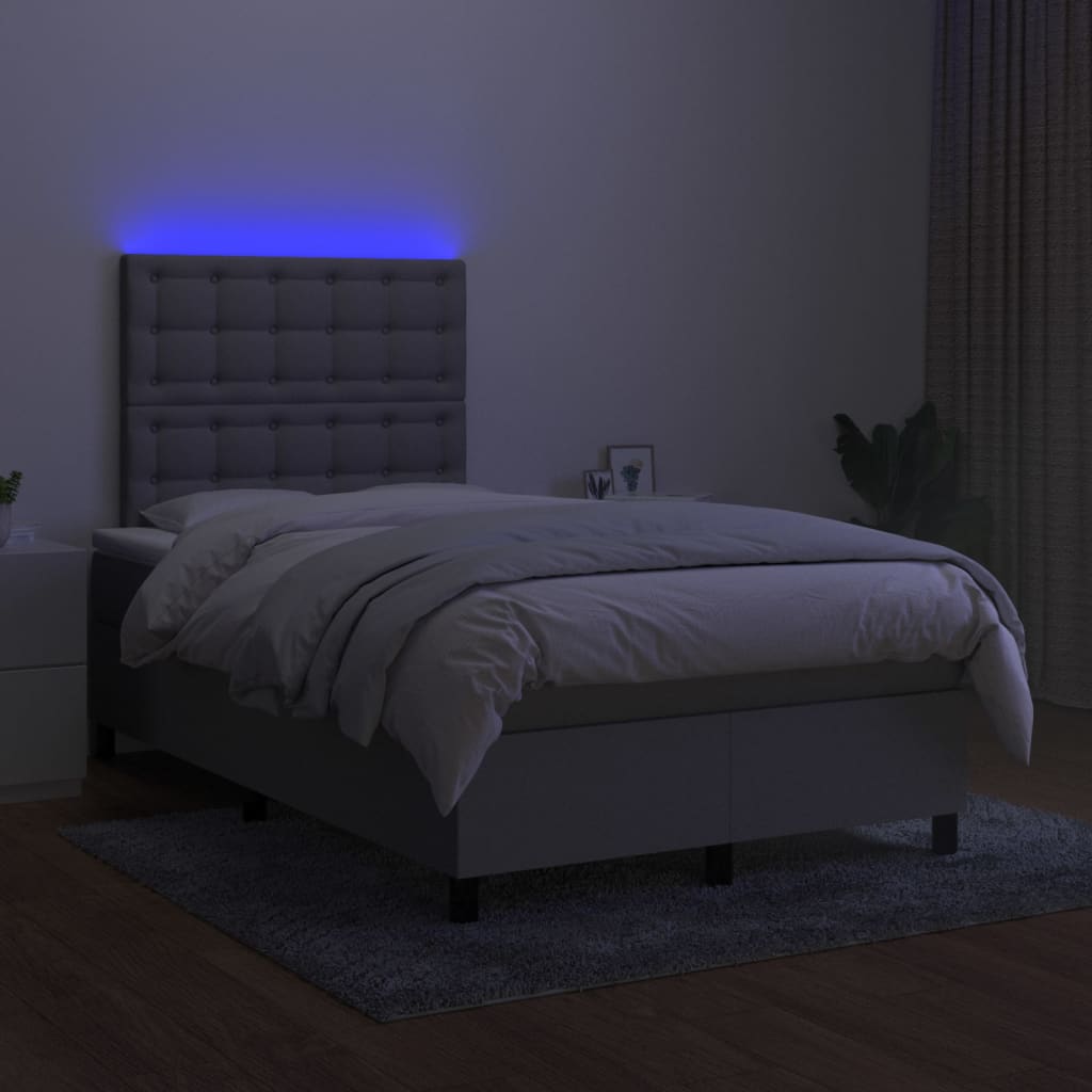 Sommier à lattes de lit matelas LED gris clair 120x190 cm tissu - XIOS
