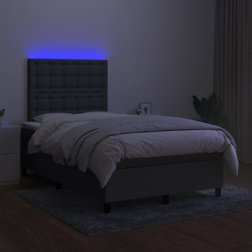 Sommier à lattes de lit matelas LED gris foncé 120x190 cm tissu - XIOS