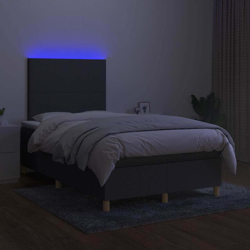 Sommier à lattes de lit matelas LED gris foncé 120x190 cm tissu - XIOS