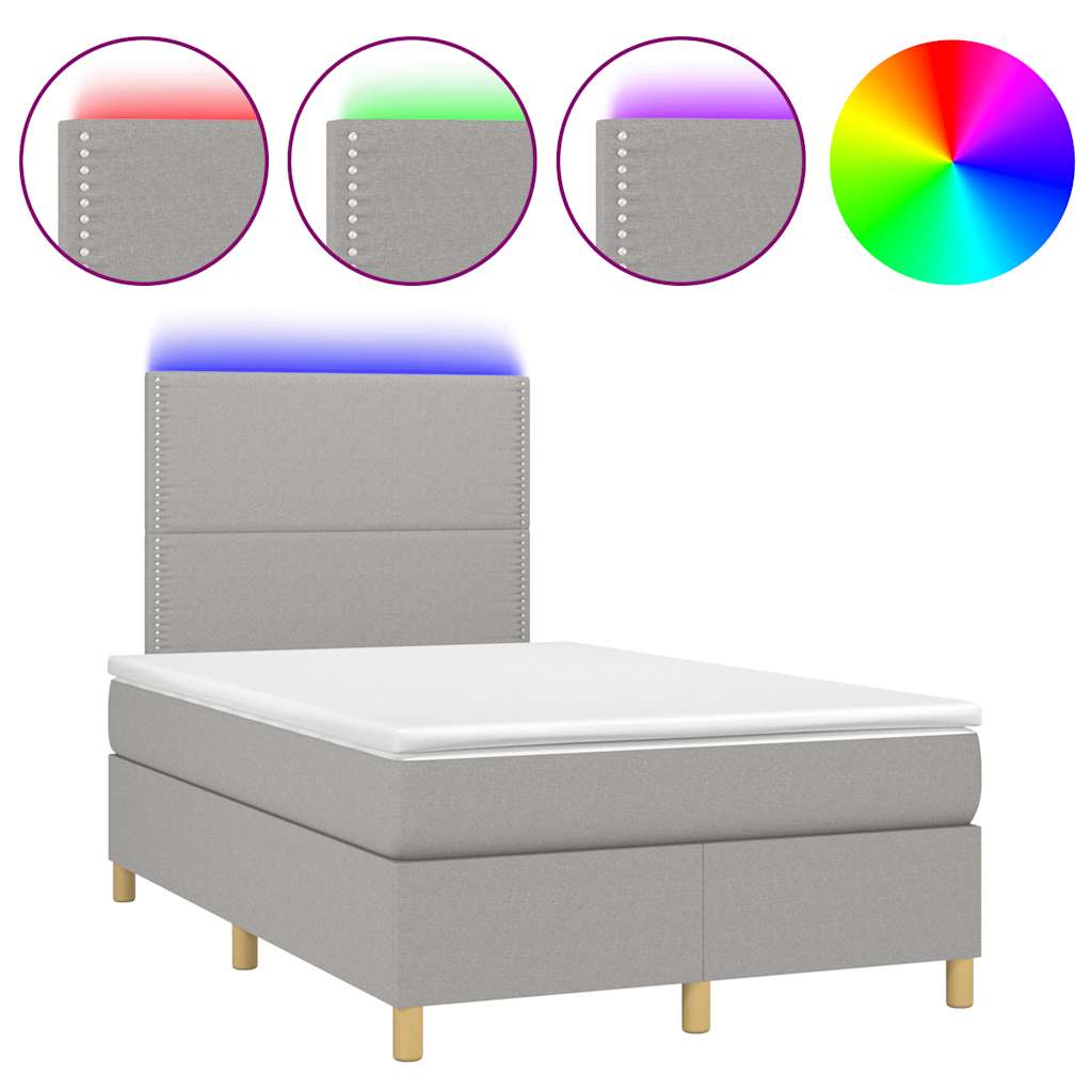 Sommier à lattes de lit matelas LED gris clair 120x190 cm tissu - XIOS