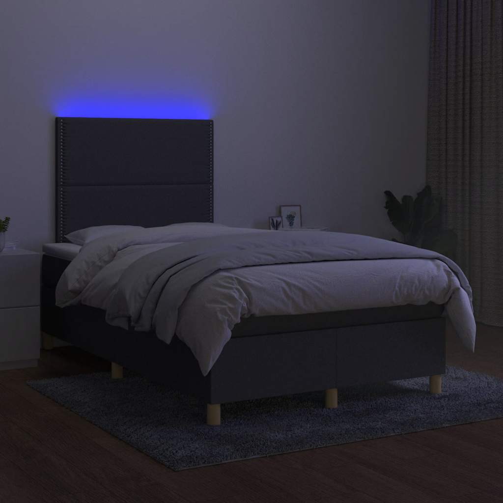 Sommier à lattes de lit matelas LED gris foncé 120x190 cm tissu - XIOS