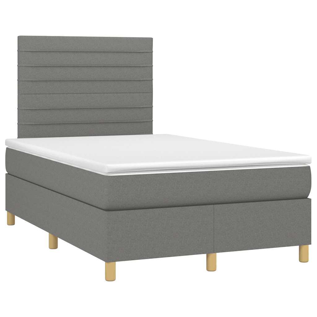 Sommier à lattes de lit matelas LED gris foncé 120x190 cm tissu - XIOS