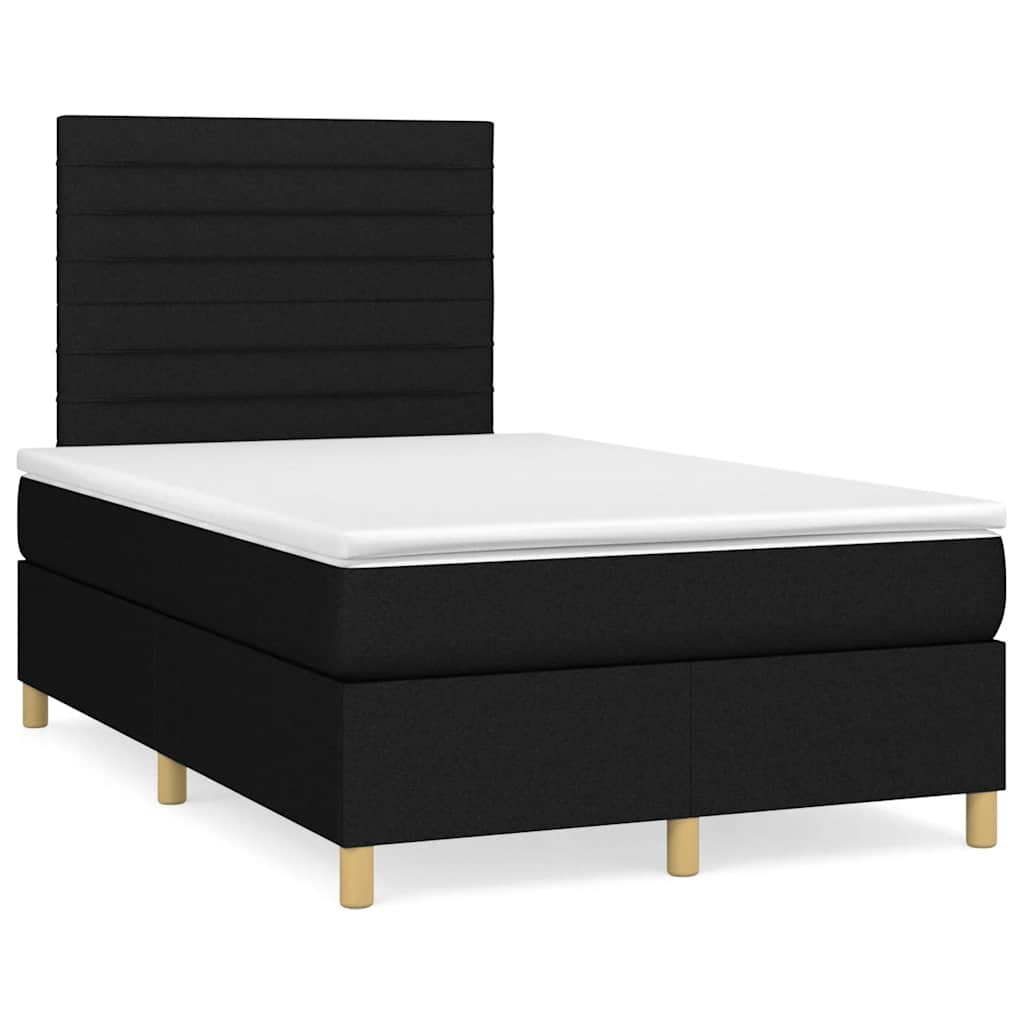Sommier à lattes de lit matelas et LED noir 120x190 cm tissu - XIOS