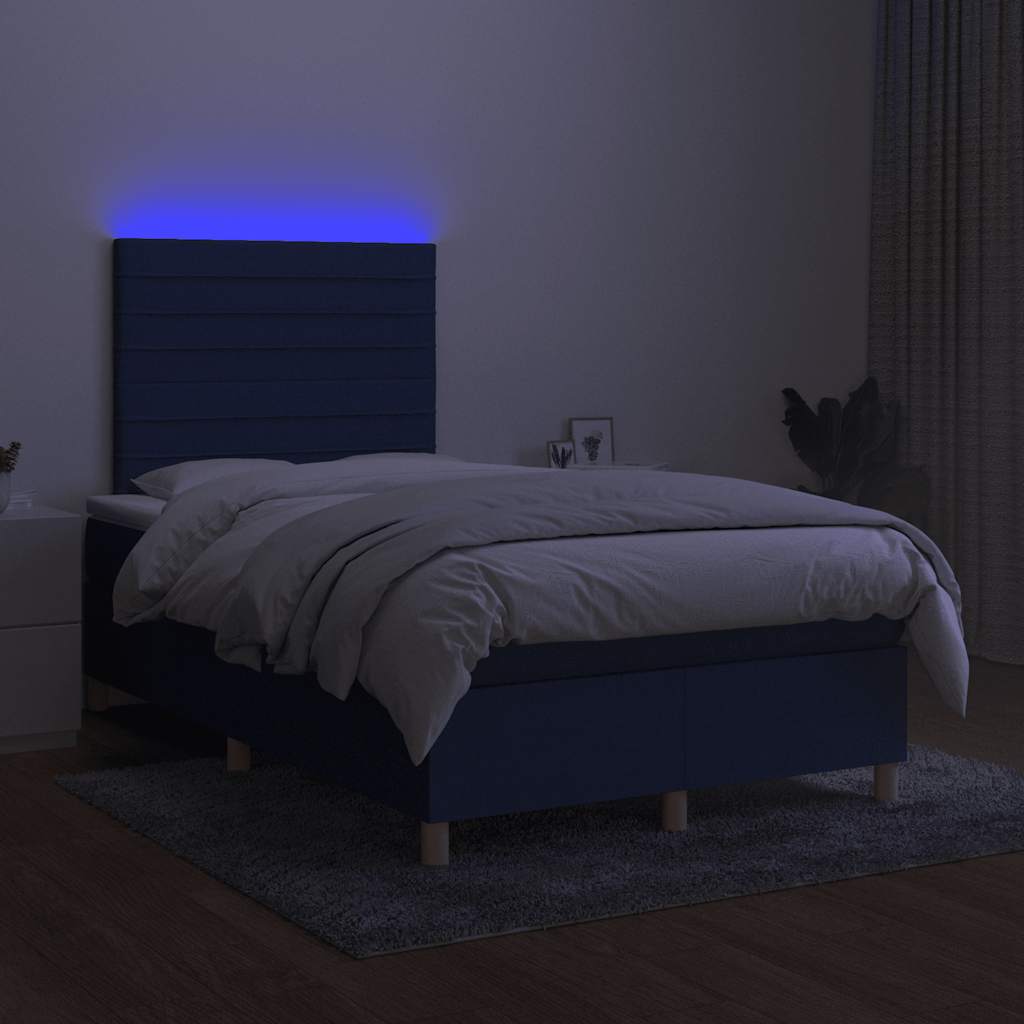 Sommier à lattes de lit matelas et LED bleu 120x190 cm tissu - XIOS