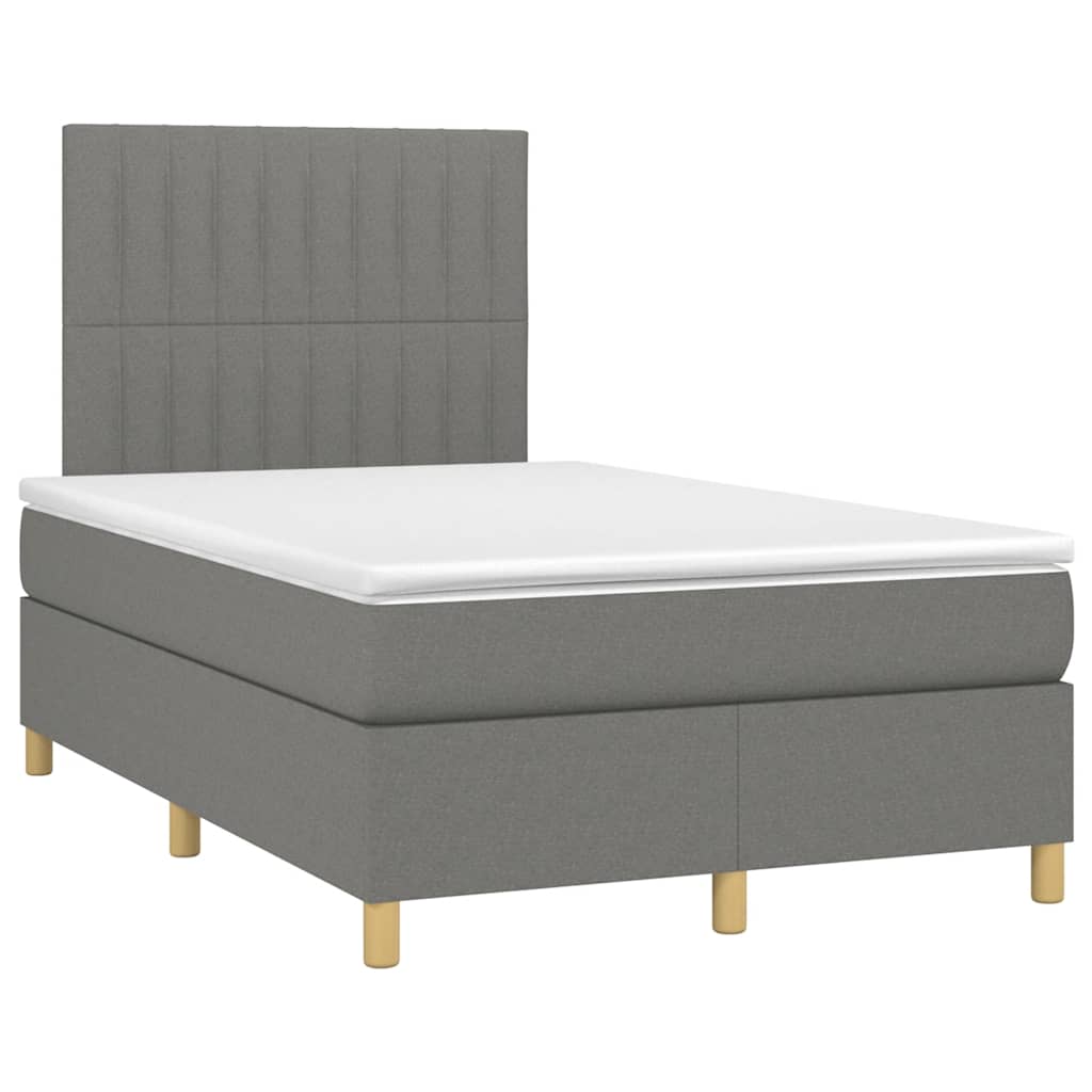 Sommier à lattes de lit matelas LED gris foncé 120x190 cm tissu - XIOS