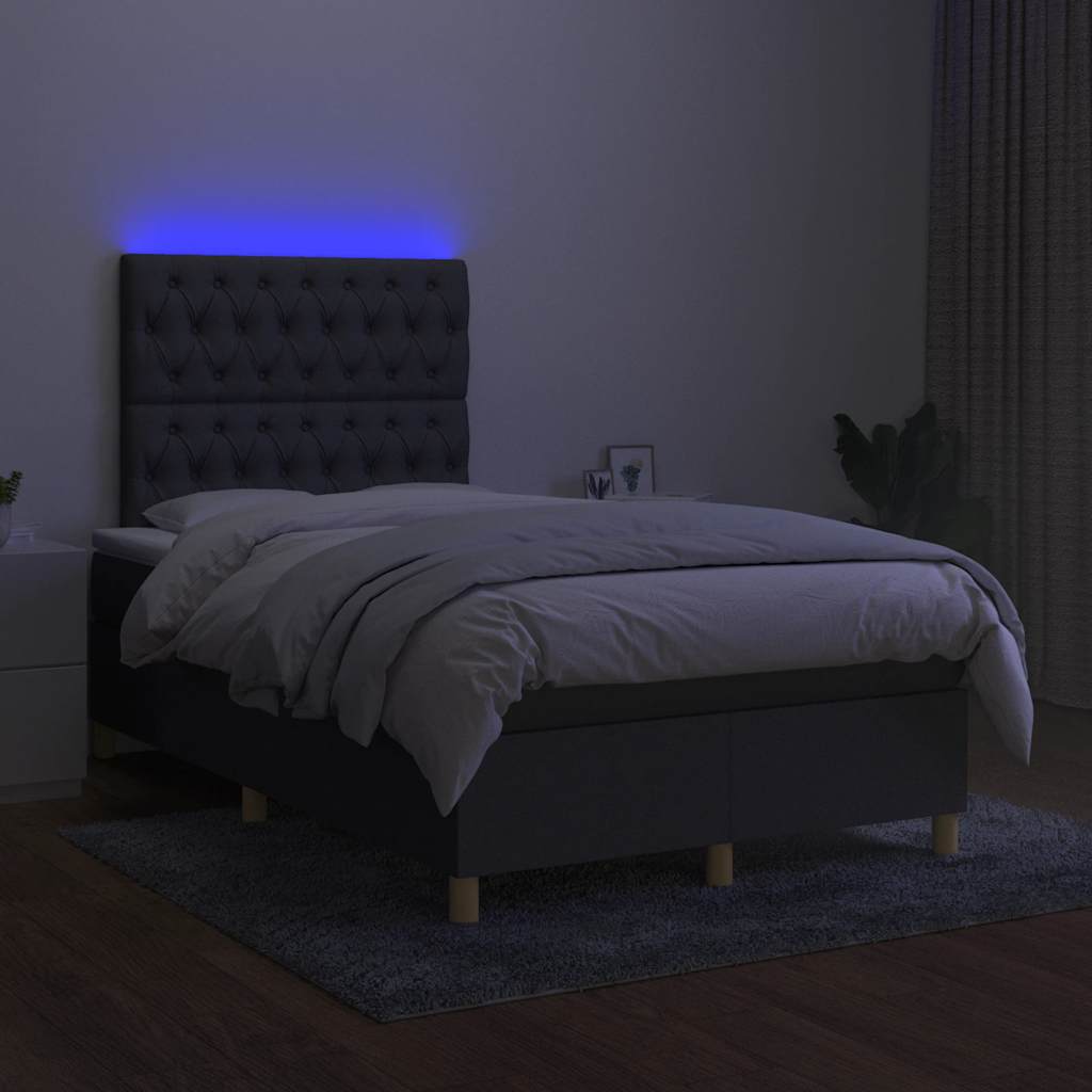 Sommier à lattes de lit matelas LED gris foncé 120x190 cm tissu - XIOS