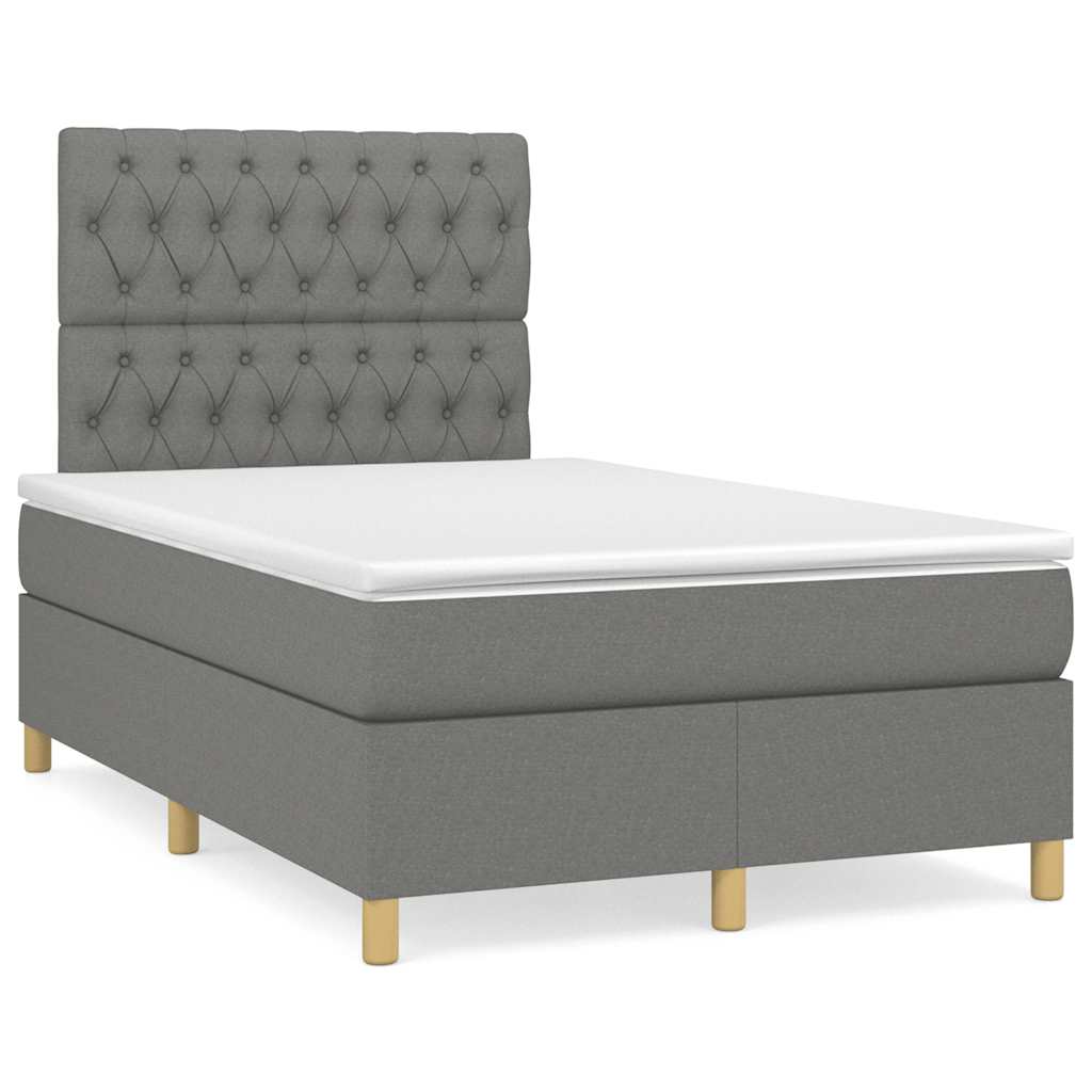 Sommier à lattes de lit matelas LED gris foncé 120x190 cm tissu - XIOS