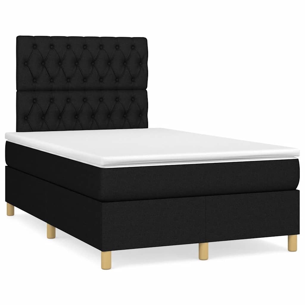 Sommier à lattes de lit matelas et LED noir 120x190 cm tissu - XIOS