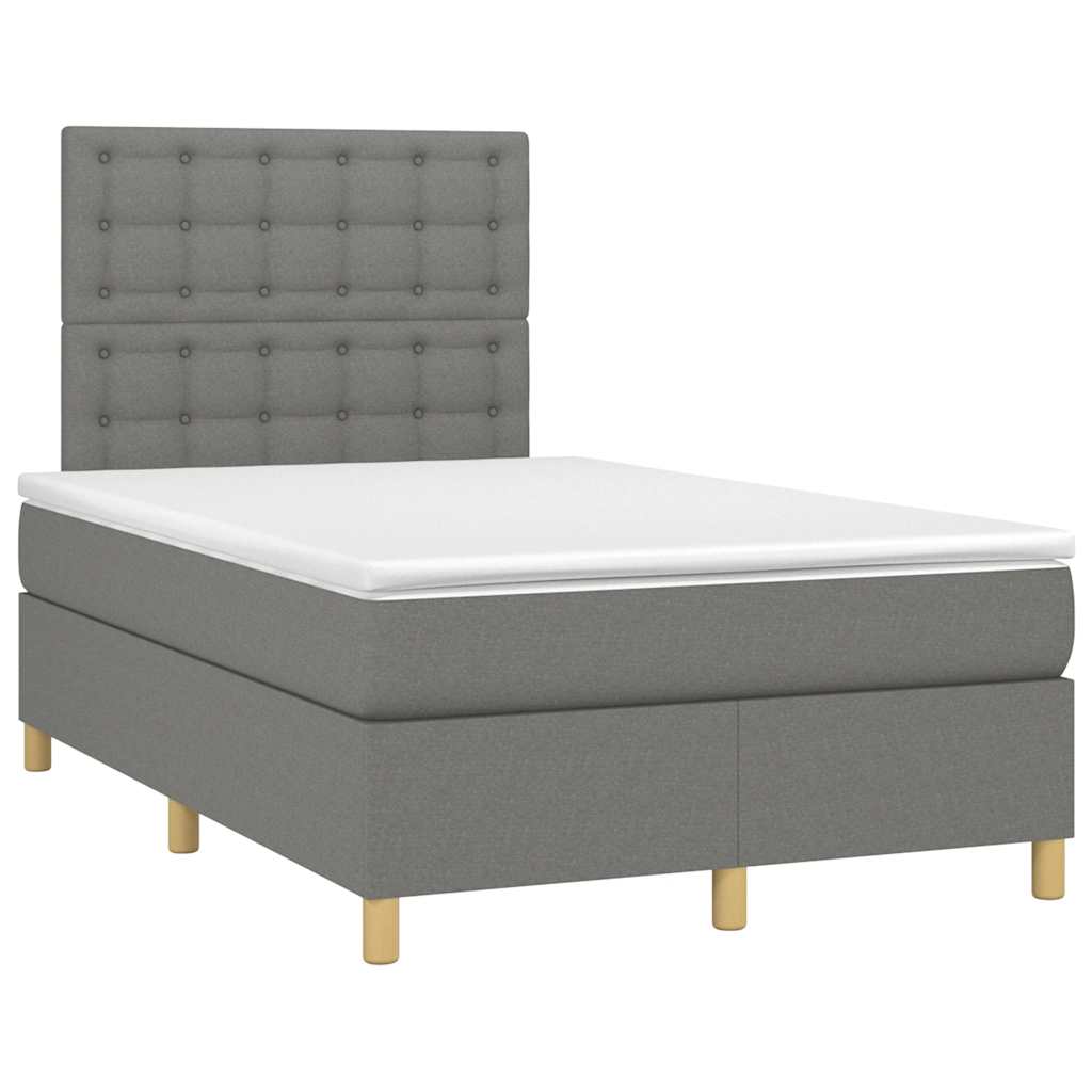 Sommier à lattes de lit matelas LED gris foncé 120x190 cm tissu - XIOS