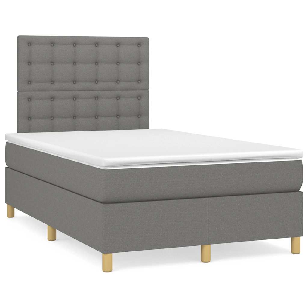 Sommier à lattes de lit matelas LED gris foncé 120x190 cm tissu - XIOS