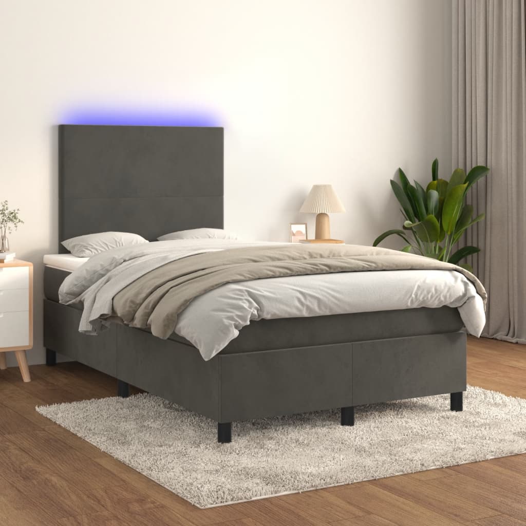 Sommier à lattes de lit avec matelas LED gris foncé 120x190 cm - XIOS