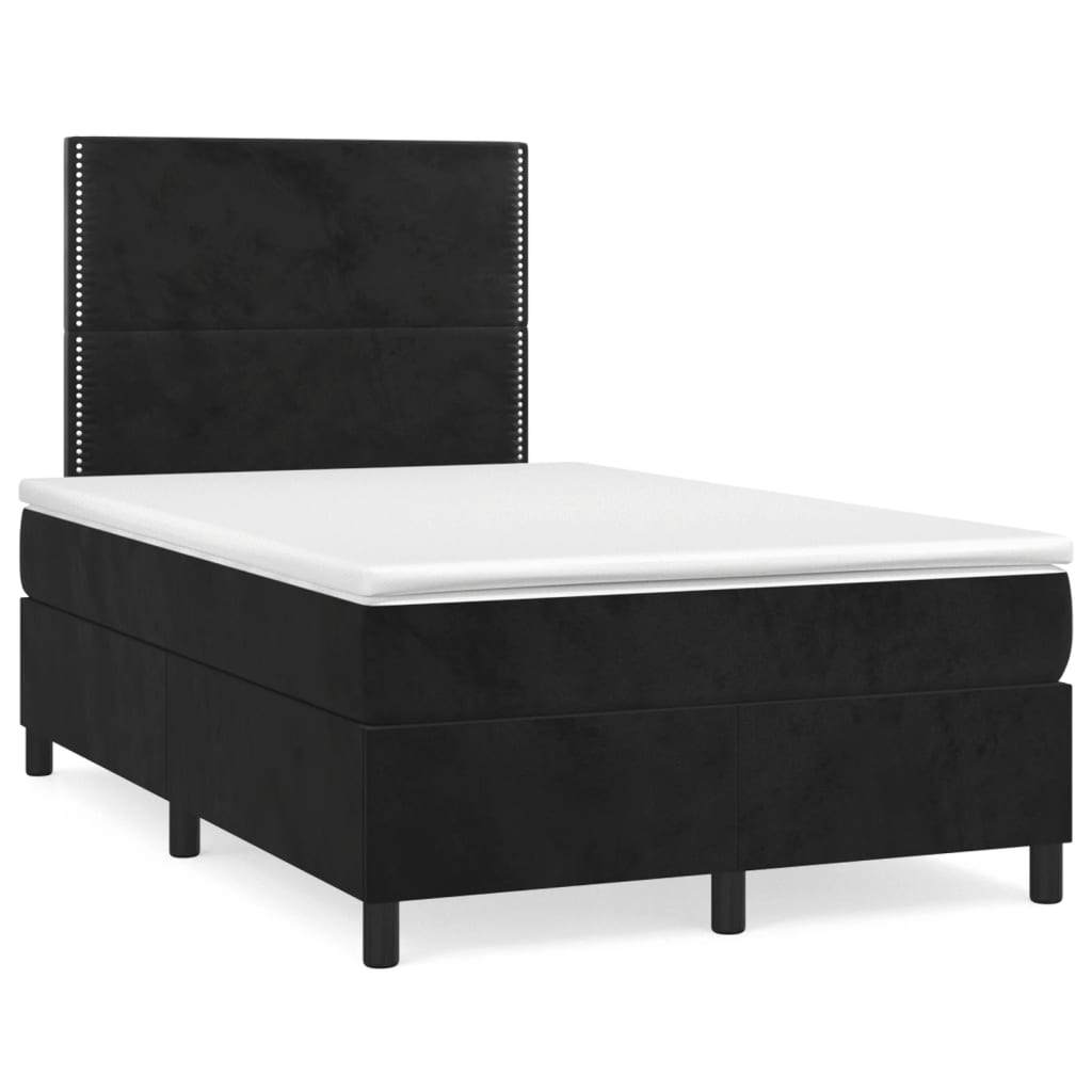 Sommier à lattes de lit et matelas LED noir 120x190 cm velours - XIOS