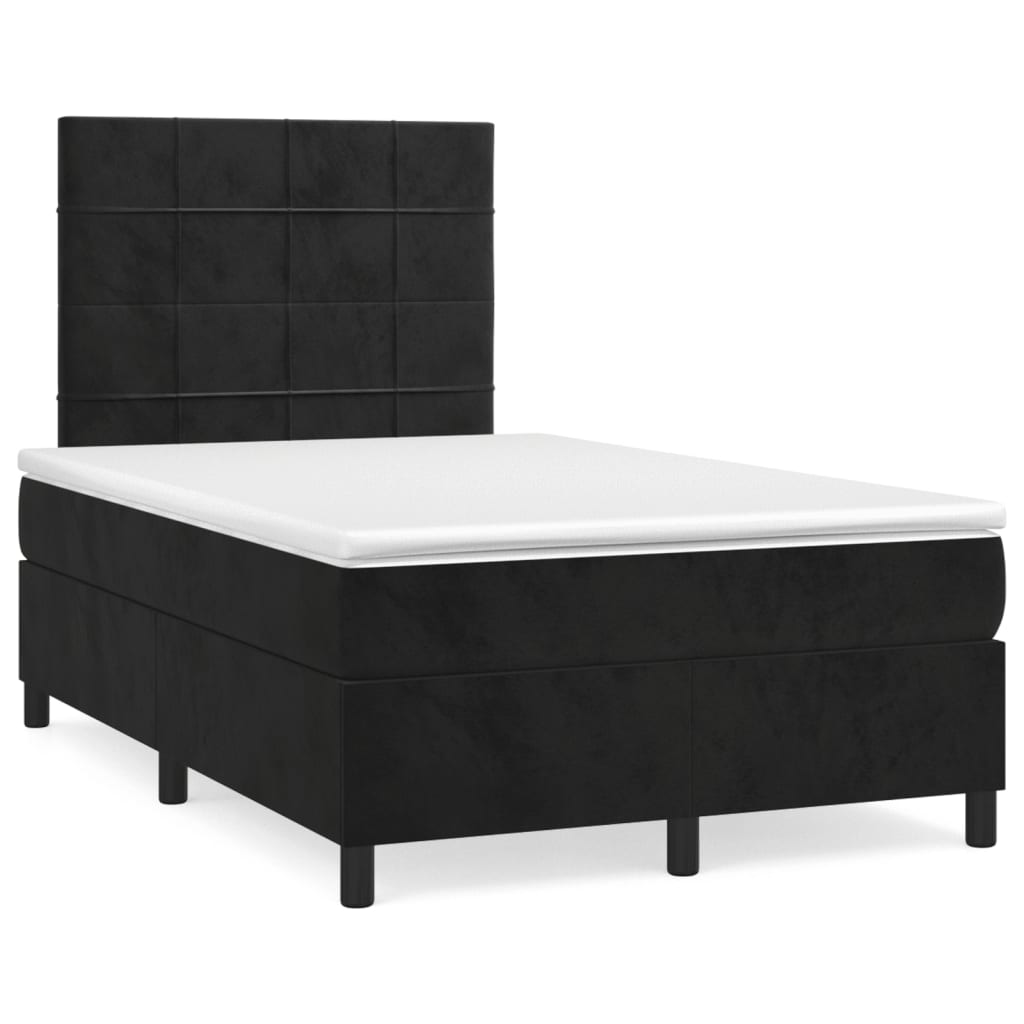 Sommier à lattes de lit et matelas LED noir 120x190 cm velours - XIOS