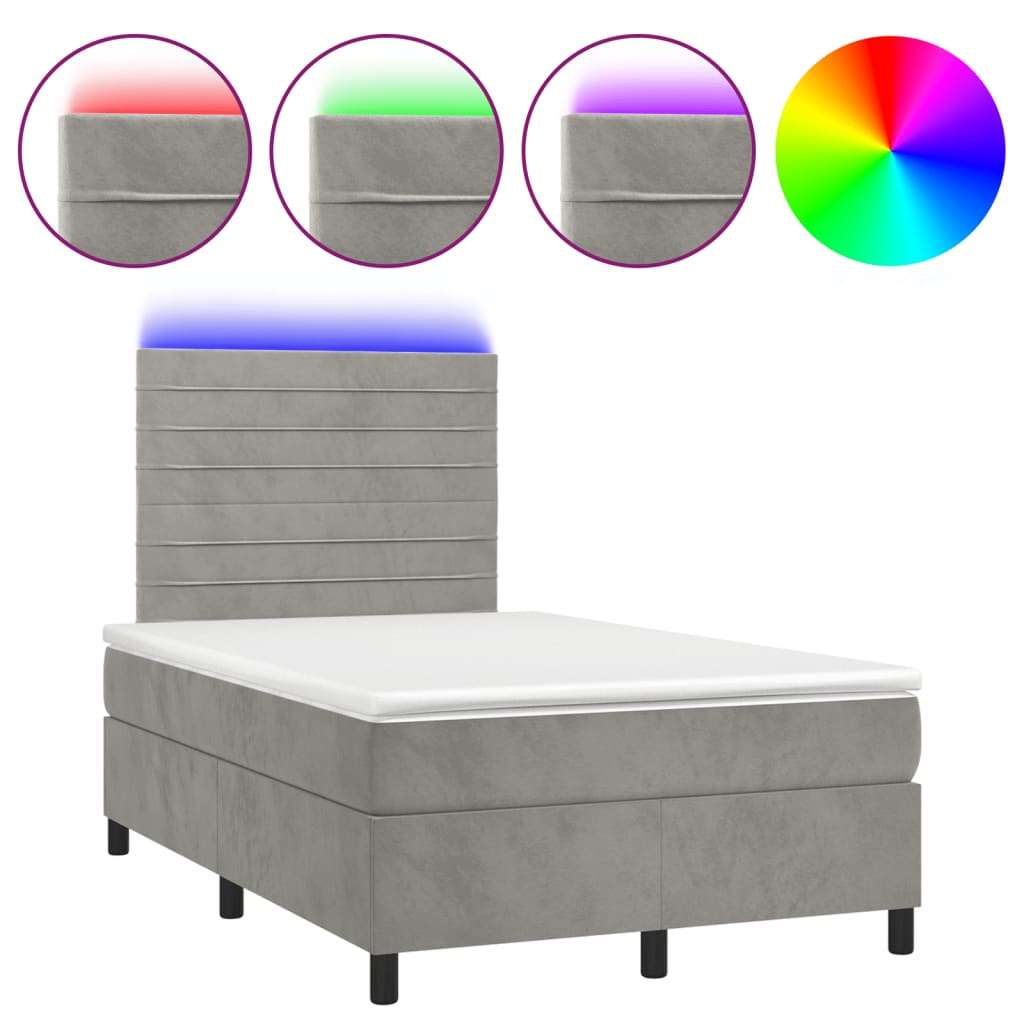 Sommier à lattes de lit avec matelas LED gris clair 120x190 cm - XIOS
