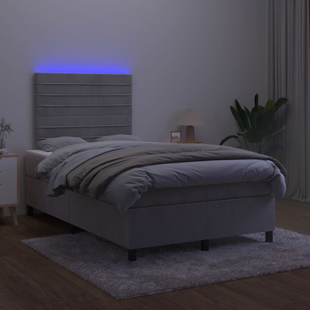Sommier à lattes de lit avec matelas LED gris clair 120x190 cm - XIOS