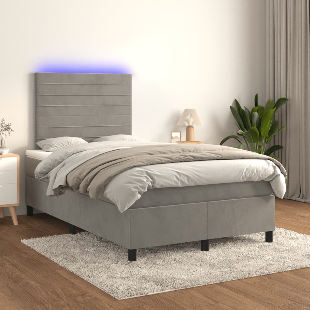 Sommier à lattes de lit avec matelas LED gris clair 120x190 cm - XIOS