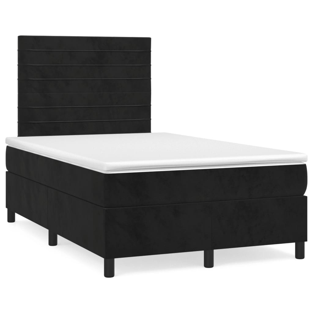Sommier à lattes de lit et matelas LED noir 120x190 cm velours - XIOS