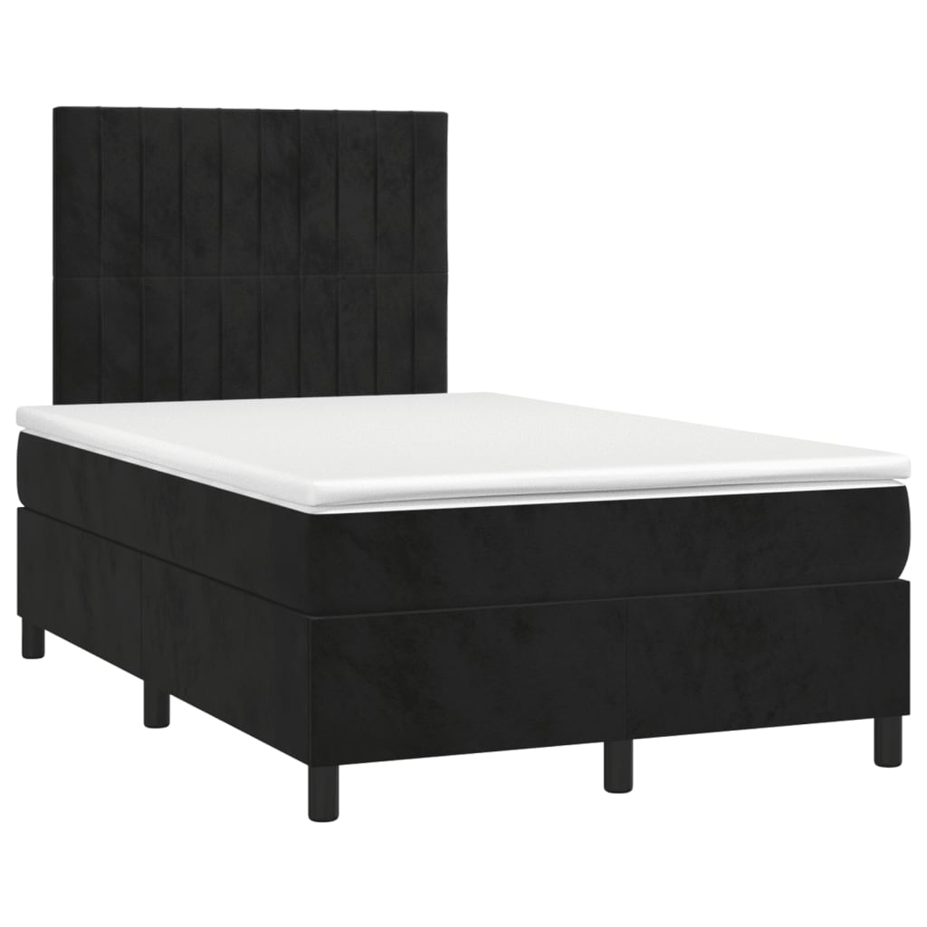 Sommier à lattes de lit et matelas LED noir 120x190 cm velours - XIOS