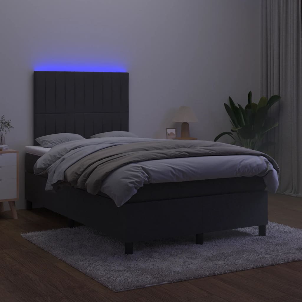 Sommier à lattes de lit et matelas LED noir 120x190 cm velours - XIOS