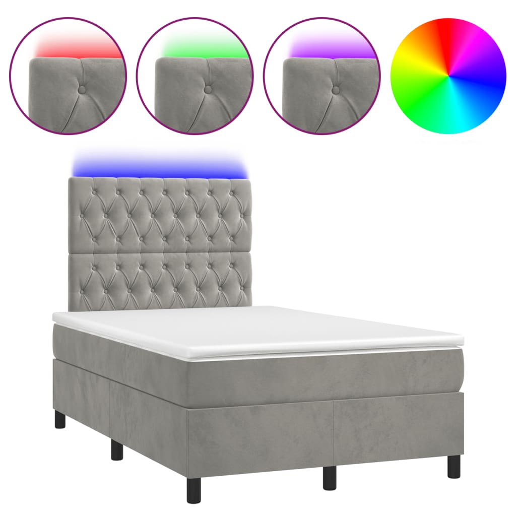 Sommier à lattes de lit avec matelas LED gris clair 120x190 cm - XIOS