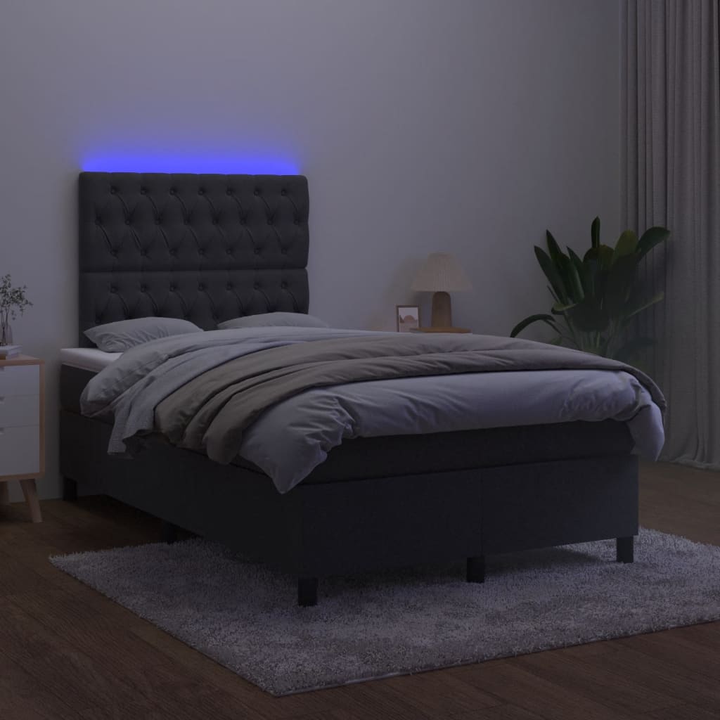 Sommier à lattes de lit et matelas LED noir 120x190 cm velours - XIOS