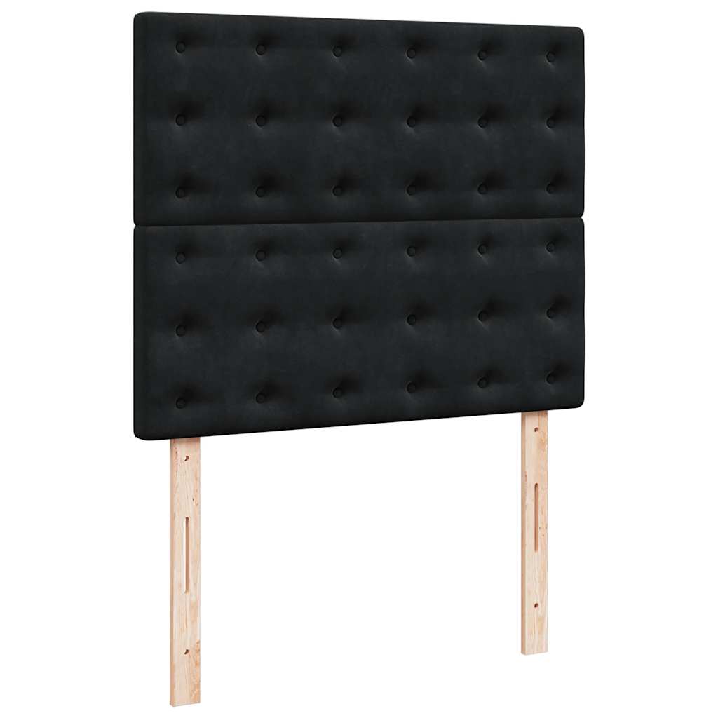 Sommier à lattes de lit et matelas LED noir 120x190 cm velours - XIOS