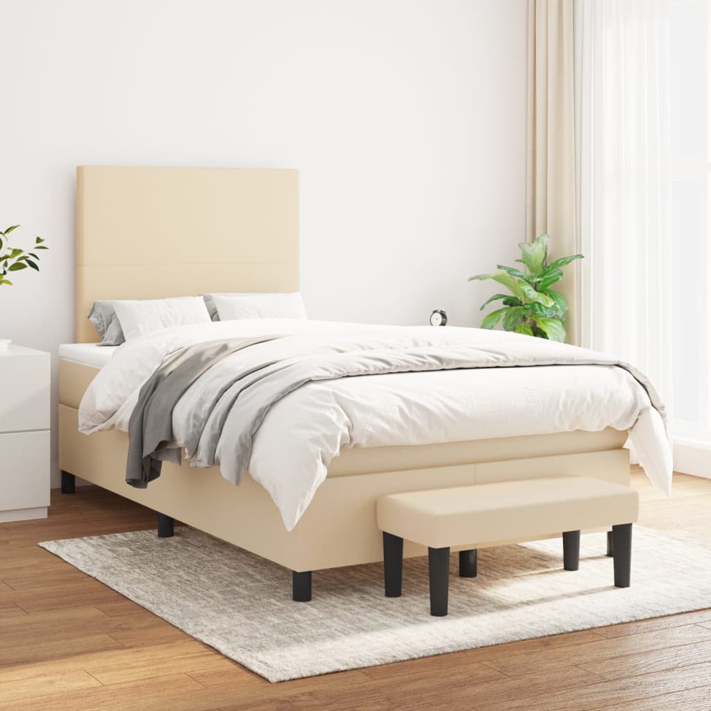 Sommier à lattes de lit avec matelas crème 120x190 cm tissu - XIOS