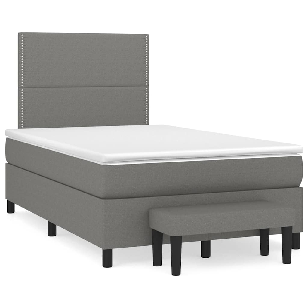 Sommier à lattes de lit avec matelas gris foncé 120x190cm tissu - XIOS