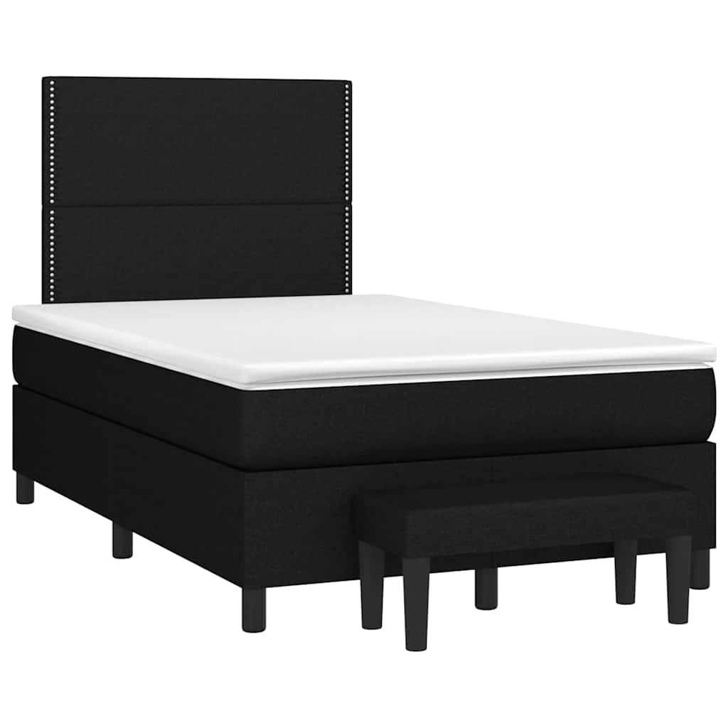 Sommier à lattes de lit avec matelas noir 120x190 cm tissu - XIOS