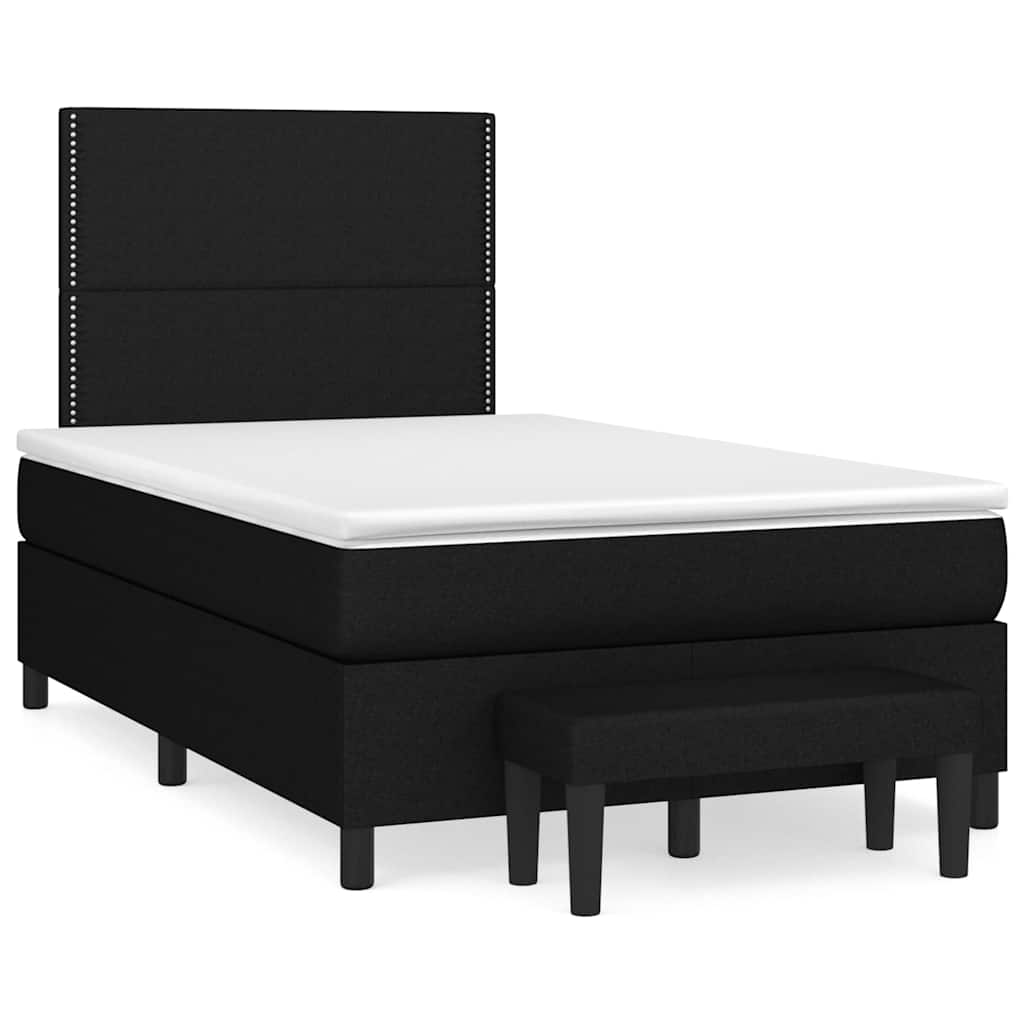Sommier à lattes de lit avec matelas noir 120x190 cm tissu - XIOS