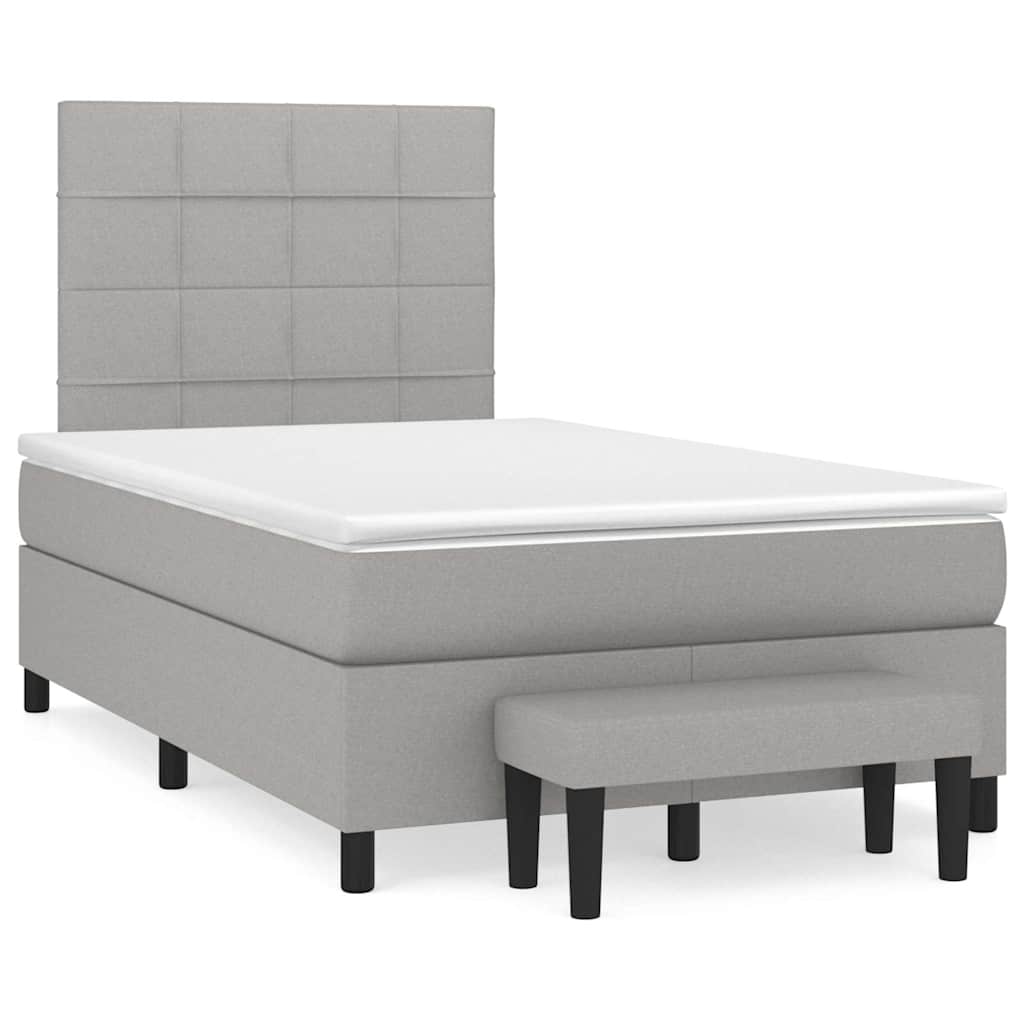 Sommier à lattes de lit et matelas gris clair 120x190 cm tissu - XIOS