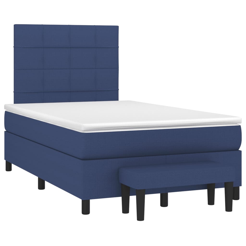 Sommier à lattes de lit avec matelas bleu 120x190 cm tissu - XIOS