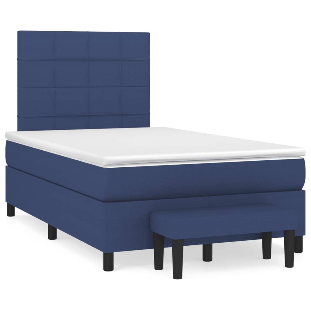 Sommier à lattes de lit avec matelas bleu 120x190 cm tissu - XIOS
