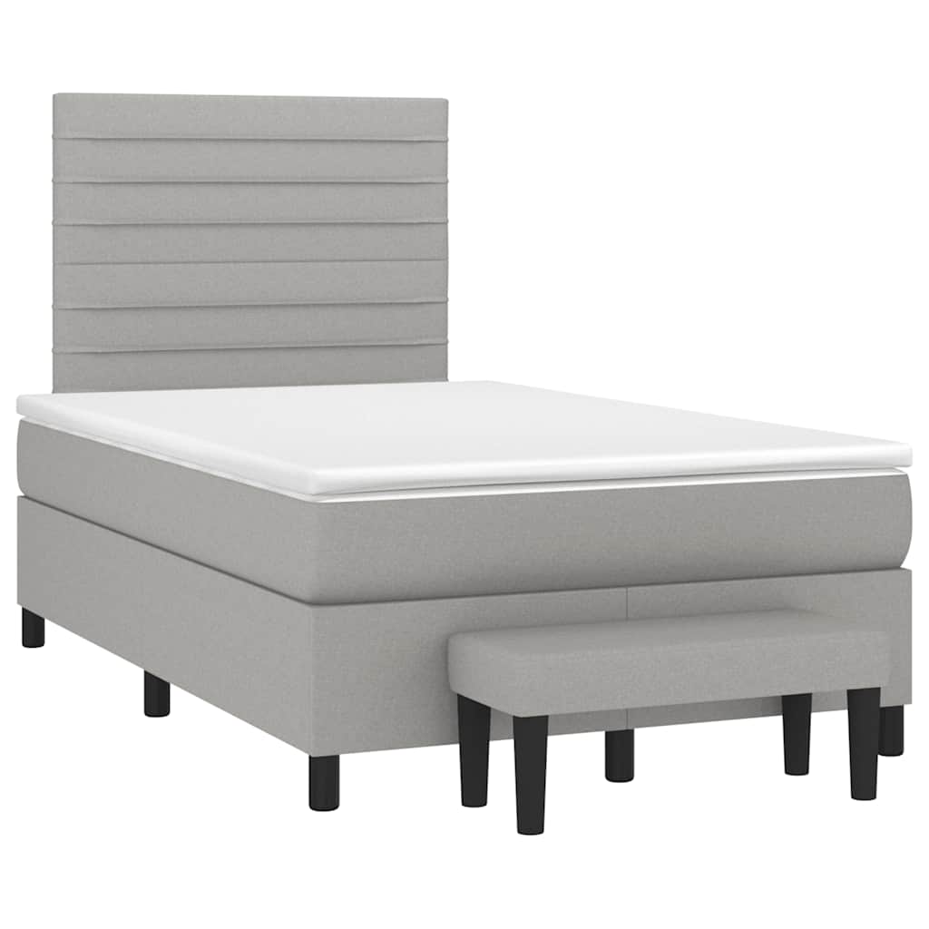 Sommier à lattes de lit et matelas gris clair 120x190 cm tissu - XIOS