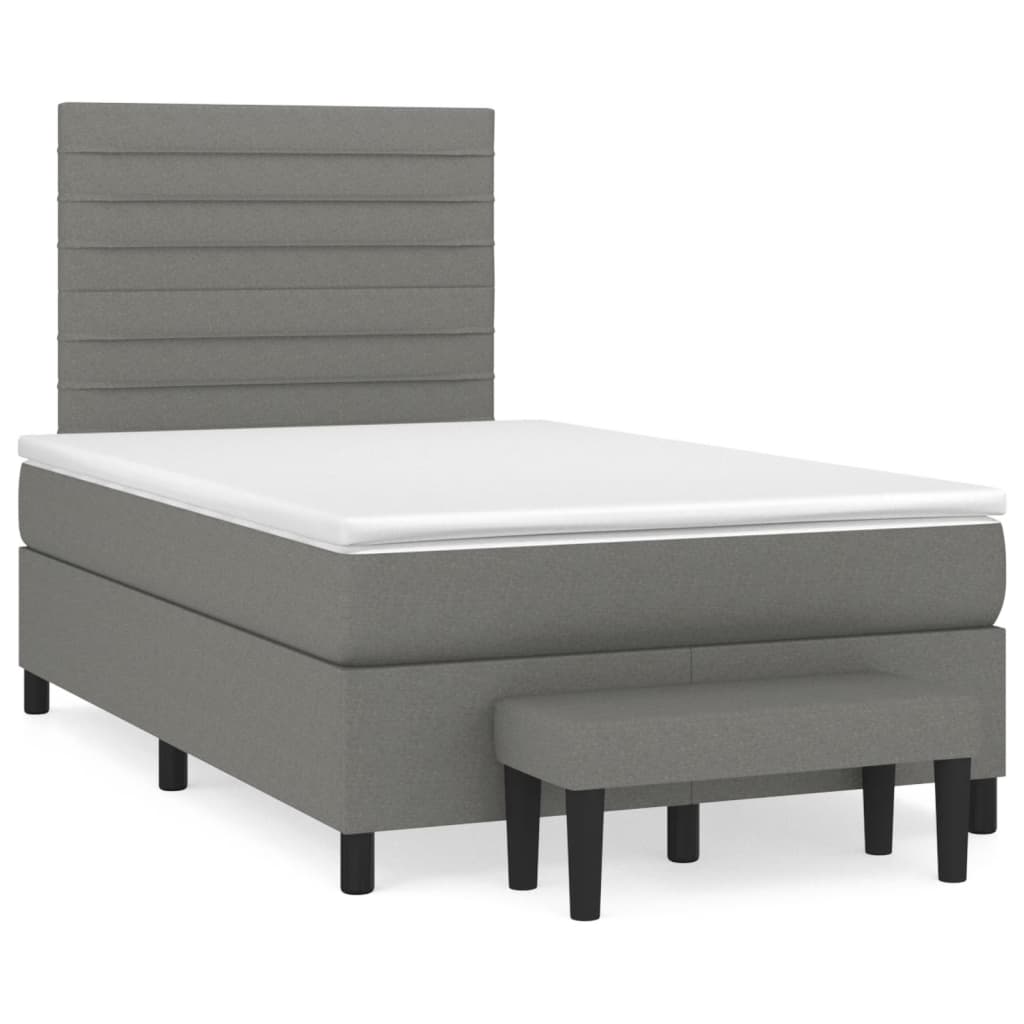 Sommier à lattes de lit avec matelas gris foncé 120x190cm tissu - XIOS