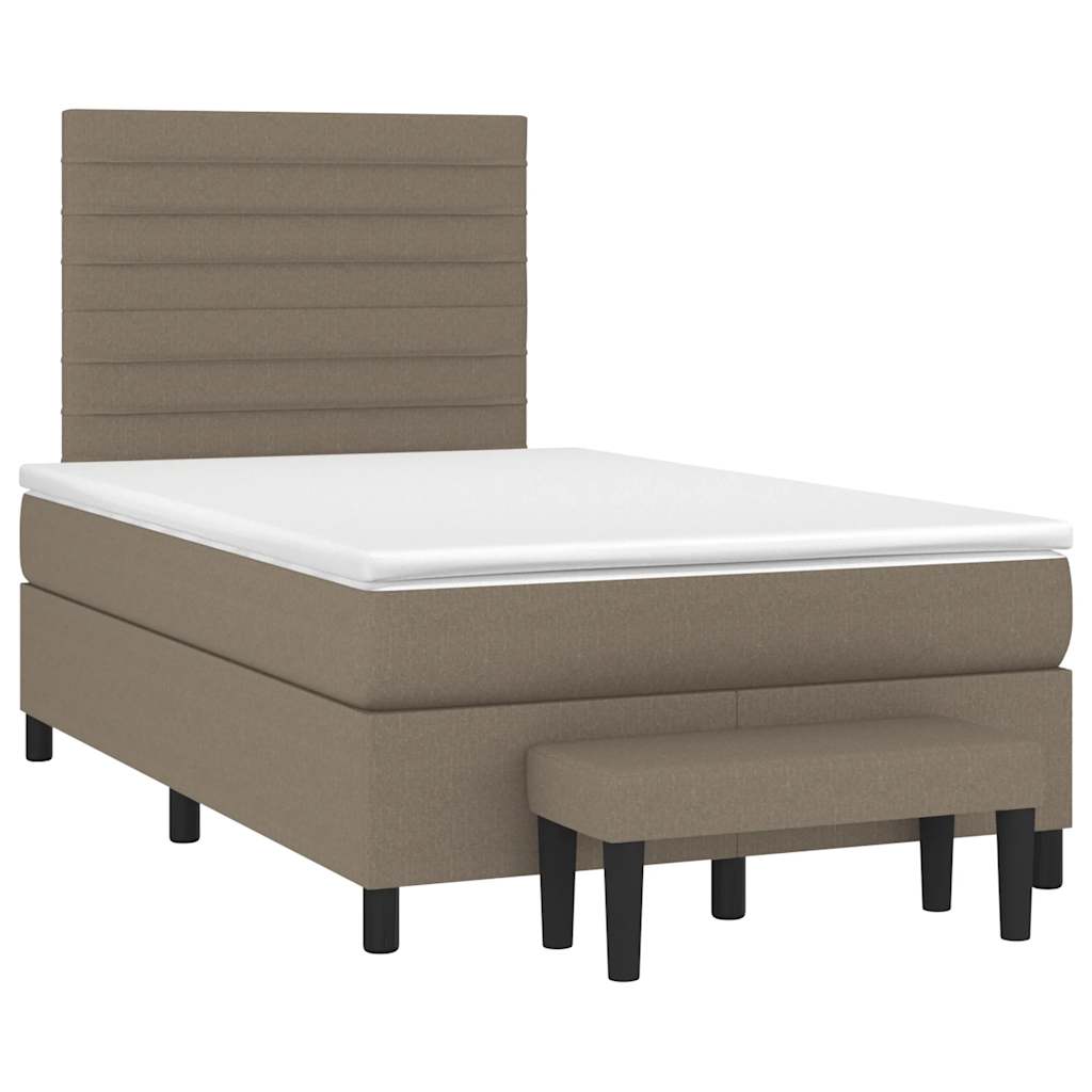 Sommier à lattes de lit avec matelas taupe 120x190 cm tissu - XIOS