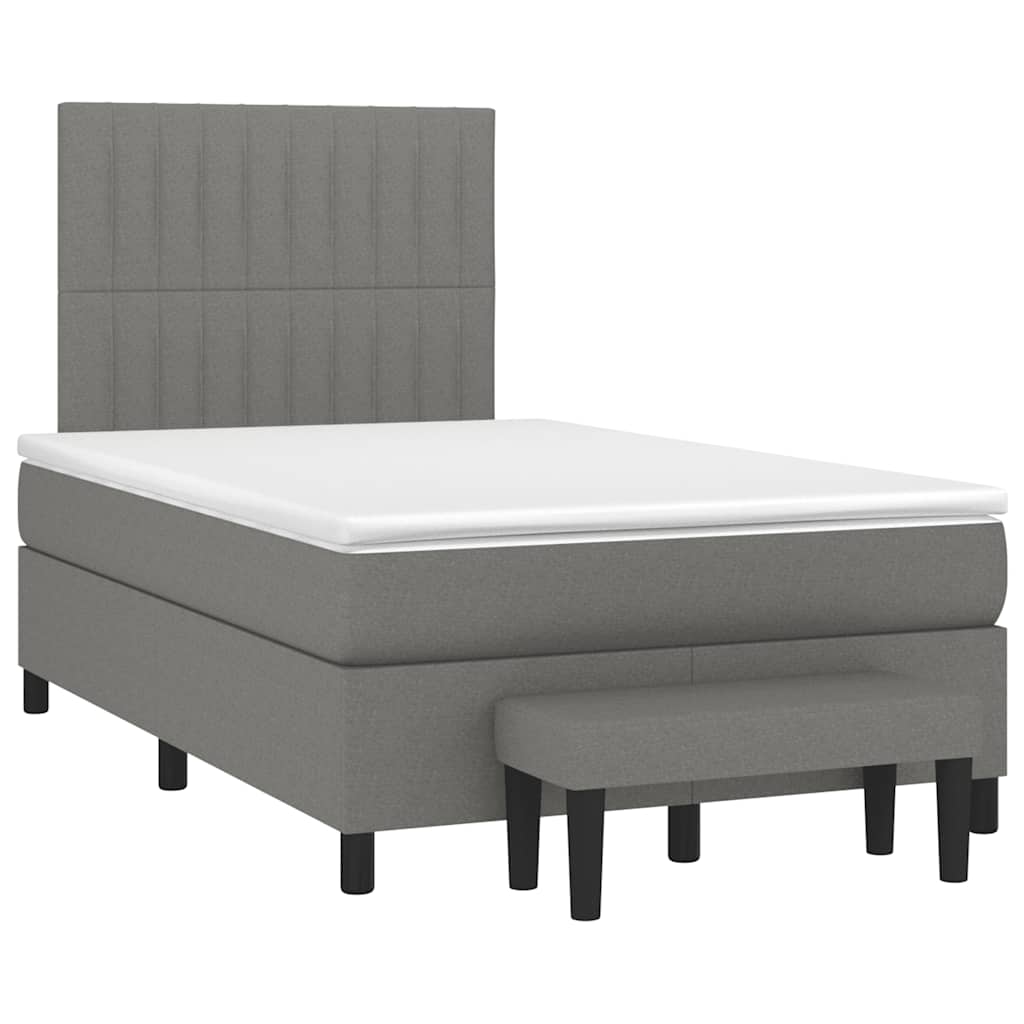 Sommier à lattes de lit avec matelas gris foncé 120x190cm tissu - XIOS