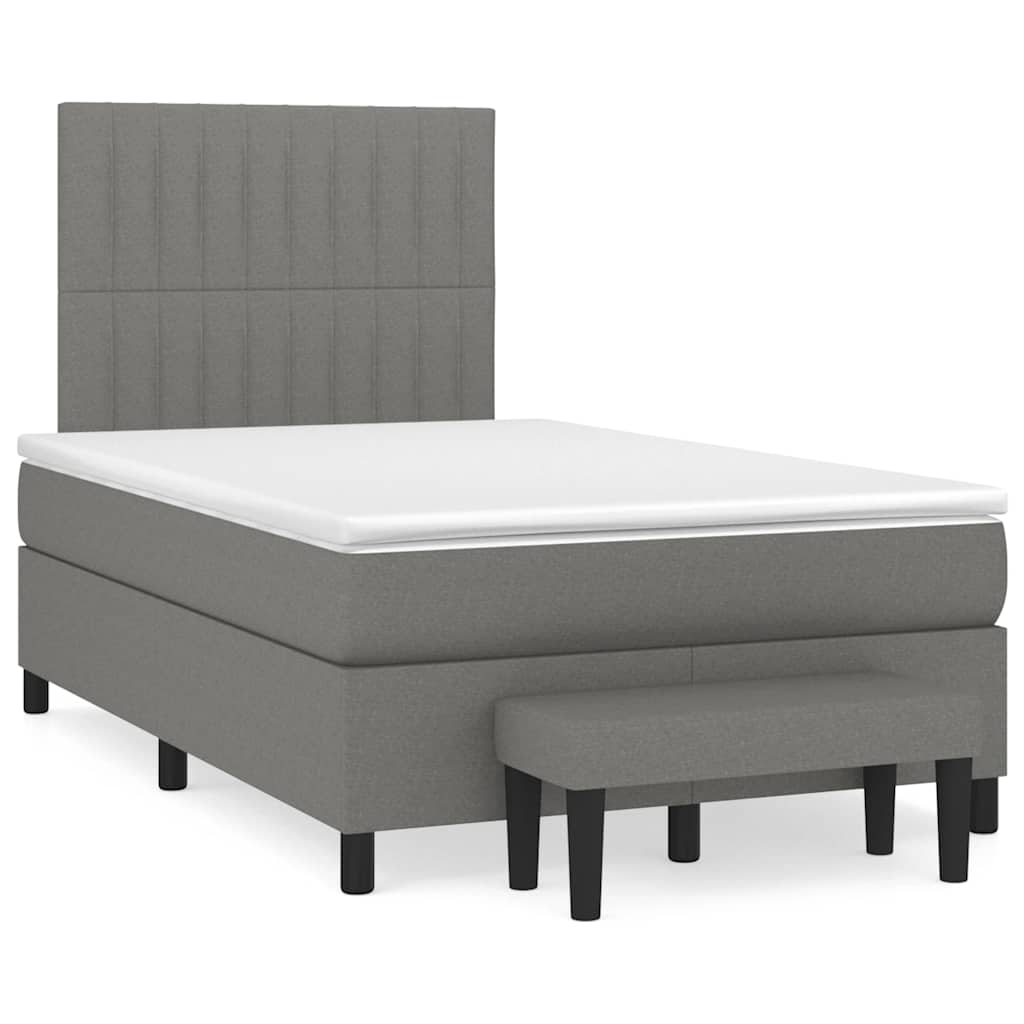 Sommier à lattes de lit avec matelas gris foncé 120x190cm tissu - XIOS