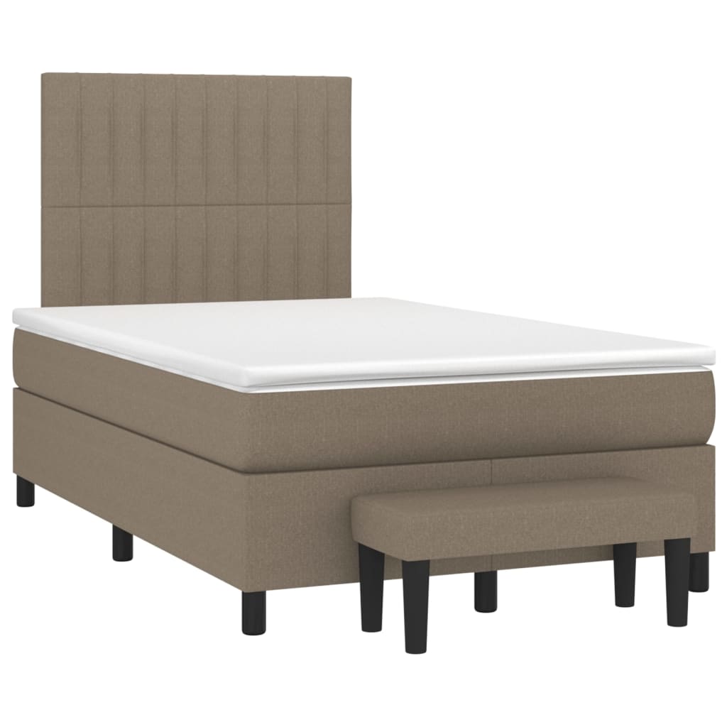 Sommier à lattes de lit avec matelas taupe 120x190 cm tissu - XIOS