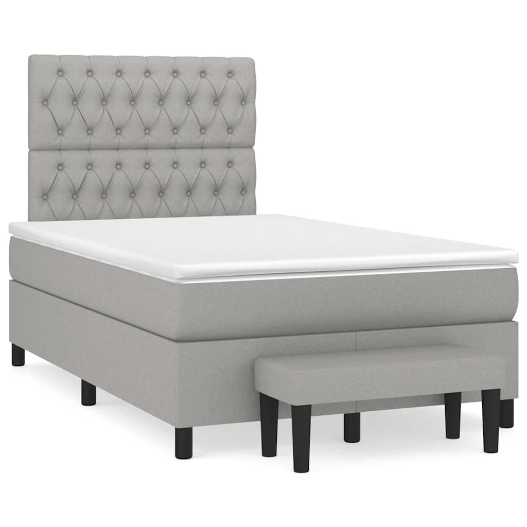 Sommier à lattes de lit et matelas gris clair 120x190 cm tissu - XIOS