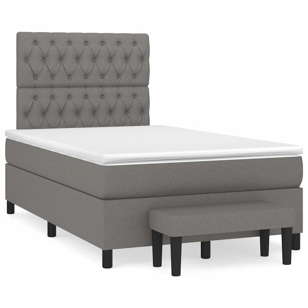 Sommier à lattes de lit avec matelas gris foncé 120x190cm tissu - XIOS