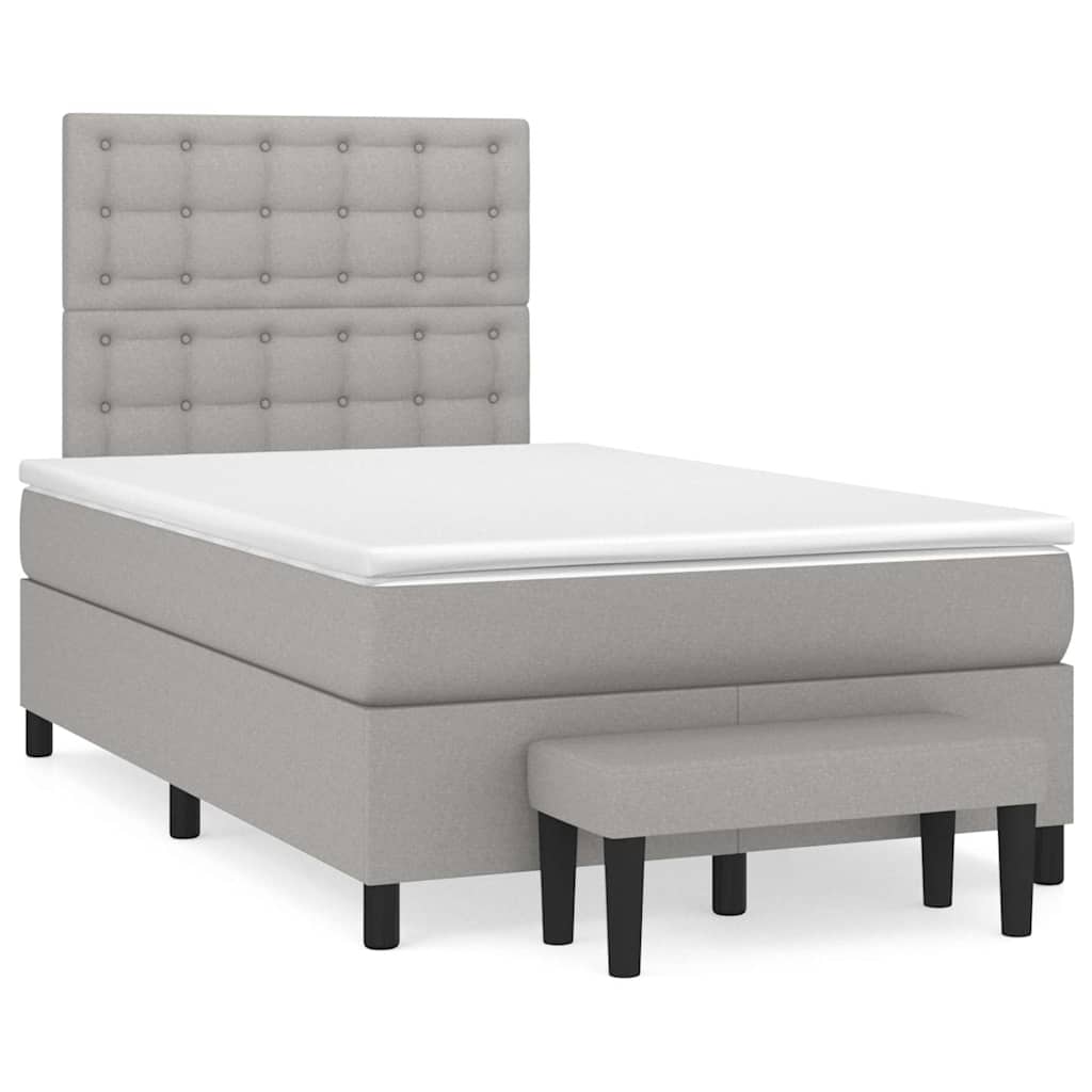 Sommier à lattes de lit et matelas gris clair 120x190 cm tissu - XIOS