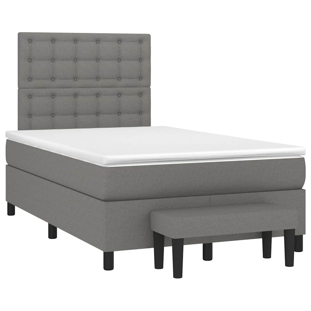 Sommier à lattes de lit avec matelas gris foncé 120x190cm tissu - XIOS