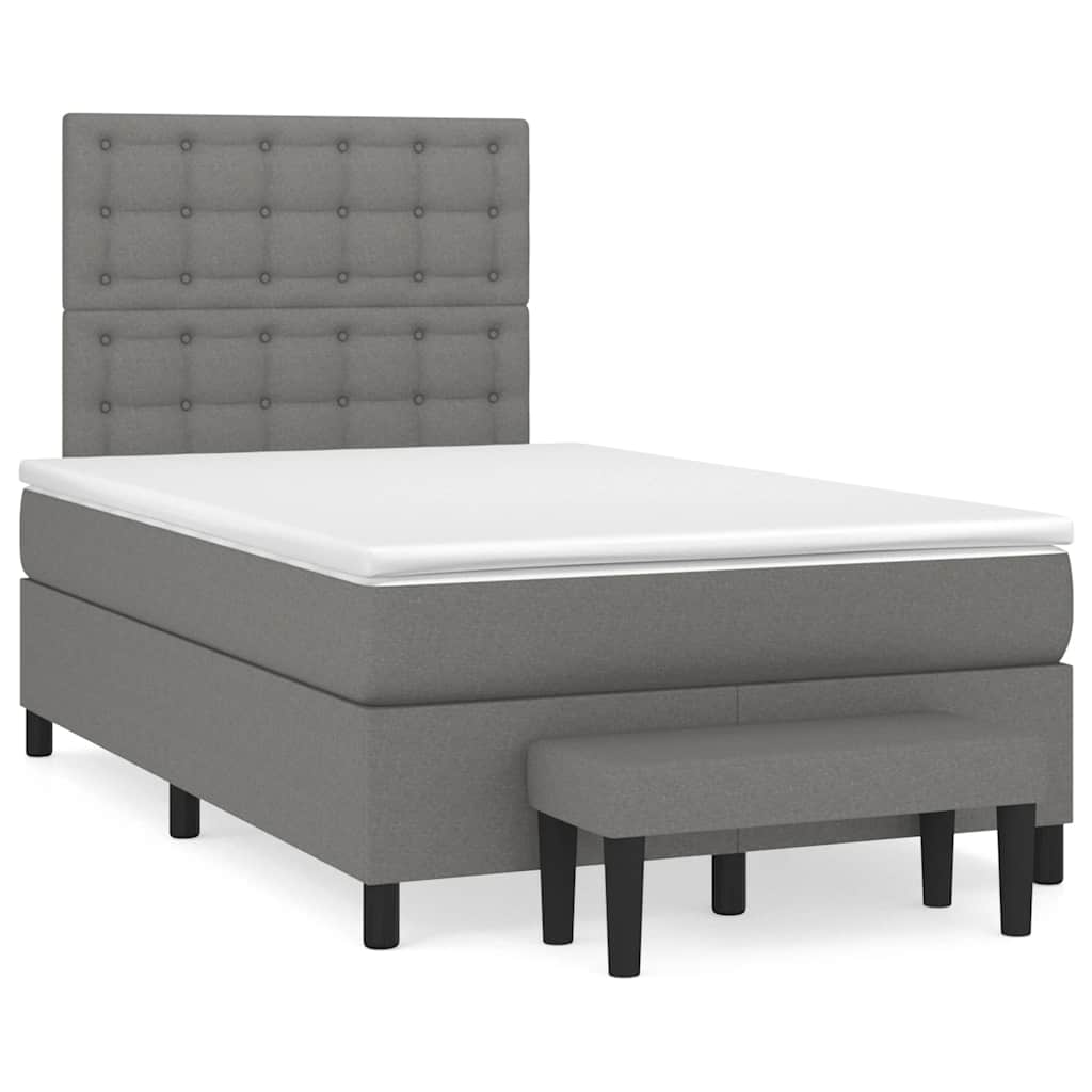 Sommier à lattes de lit avec matelas gris foncé 120x190cm tissu - XIOS