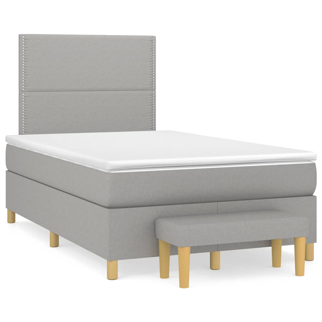 Sommier à lattes de lit et matelas gris clair 120x190 cm tissu - XIOS
