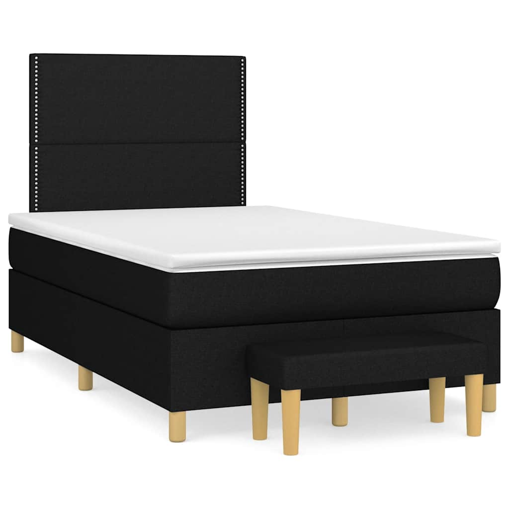 Sommier à lattes de lit avec matelas noir 120x190 cm tissu - XIOS