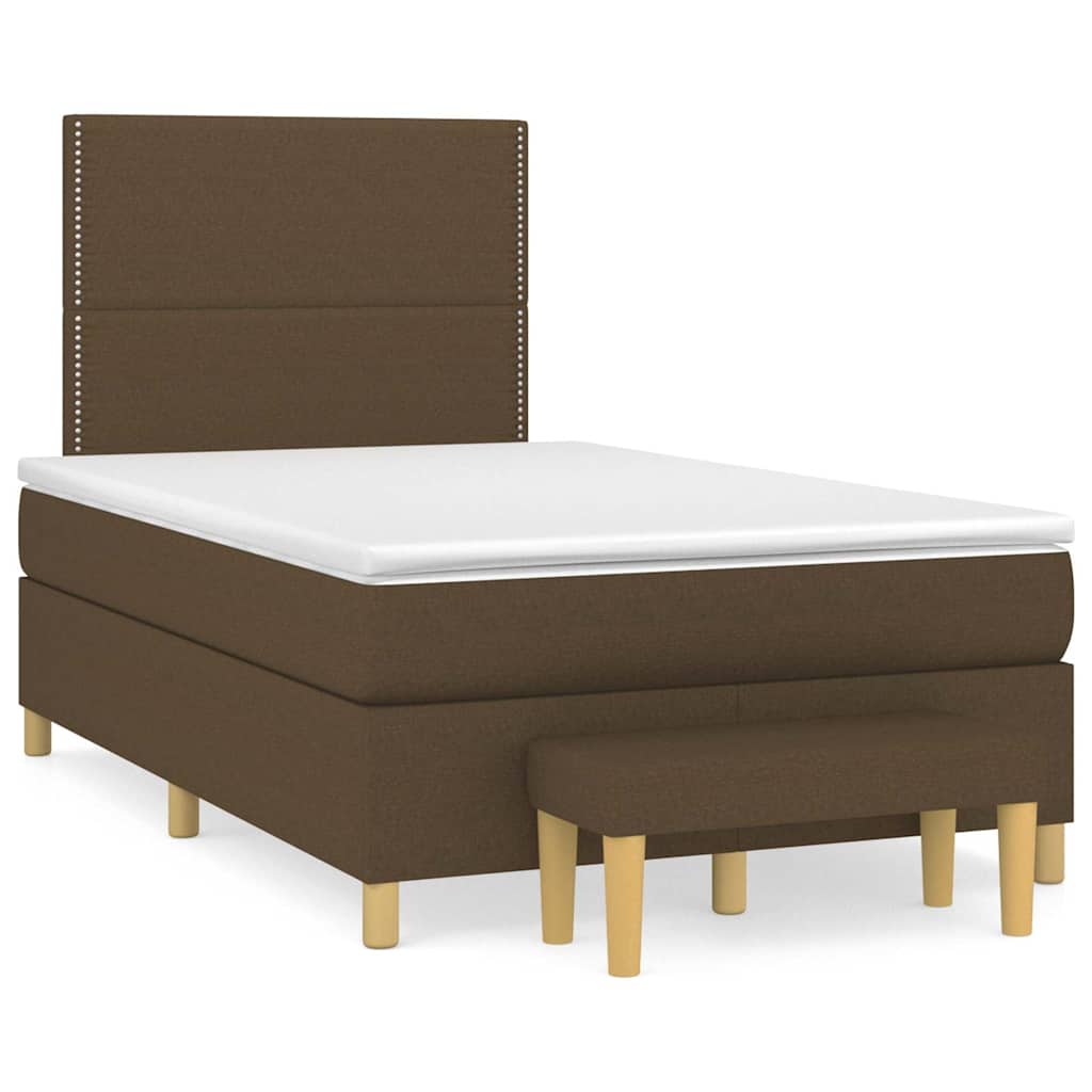 Sommier à lattes de lit et matelas marron foncé 120x190cm tissu - XIOS